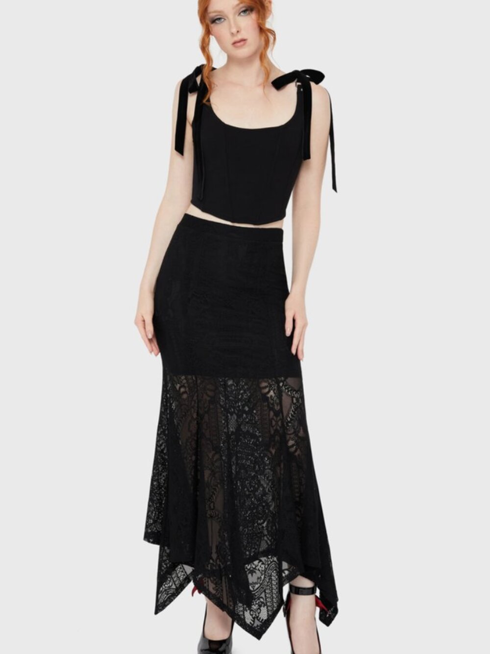 KILLSTAR Belladonna Lace Maxi Skirt